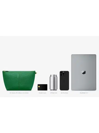 MAISON de SABRÉ Women's Medium Leather Flaire Pouch - Emerald Green | Thumbnail 6 MAISON de SABRÉ Women's Medium Leather Flaire Pouch - Emerald Green | Thumbnail 6