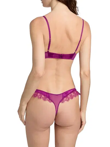 Kiki de Montparnasse Women's Lace Inset Balconette Bra - Framboise - Size 32D | Thumbnail 4