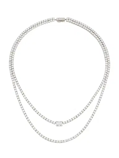 Adriana Orsini Women's Stunner 18K White-Gold-Plated & Cubic Zirconia Layered Necklace - Rhodium | Thumbnail 1