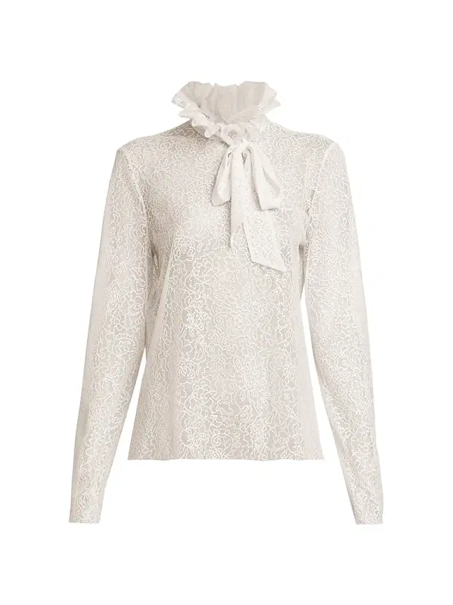 Philosophy di Lorenzo Serafini Women's Sheer Lace Long-Sleeve Blouse