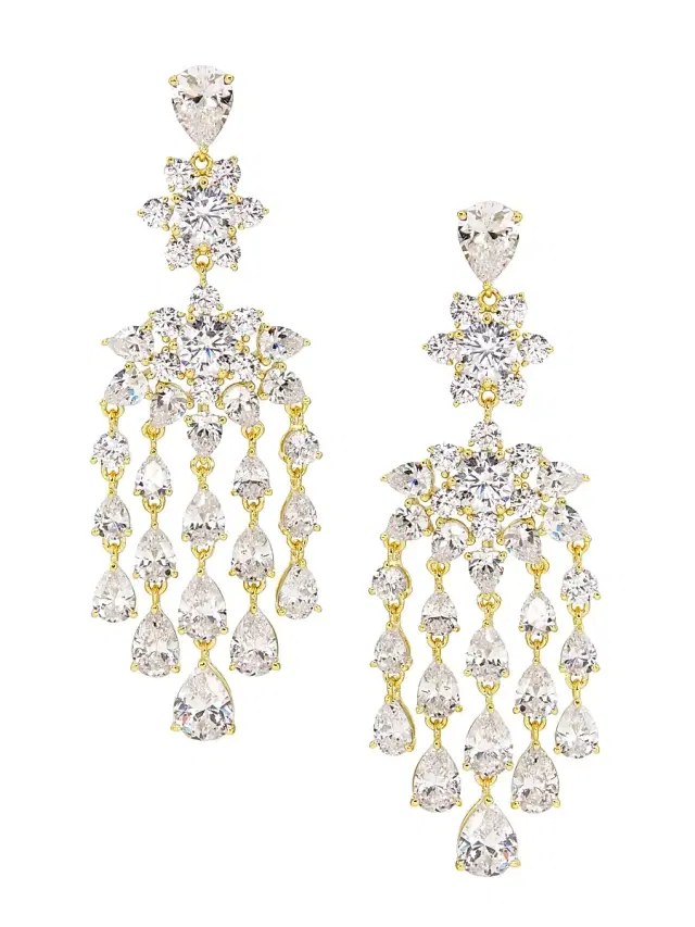 Women's Dahlia Floral 18K Gold-Plated & Cubic Zirconia Chandelier Earrings - Gold