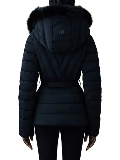Mackage Women's Elita Belted Down Ski Jacket With Shearling Hood - Black | Thumbnail 5 Mackage Women's Elita Belted Down Ski Jacket With Shearling Hood - Black | Thumbnail 5