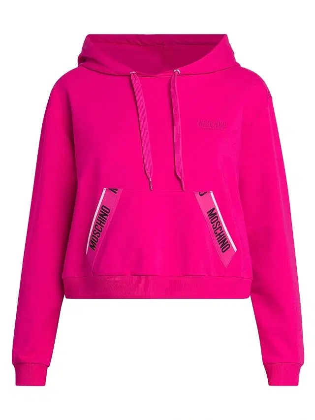 Women's Stretch-Cotton Cropped Hoodie - Fuchsia
