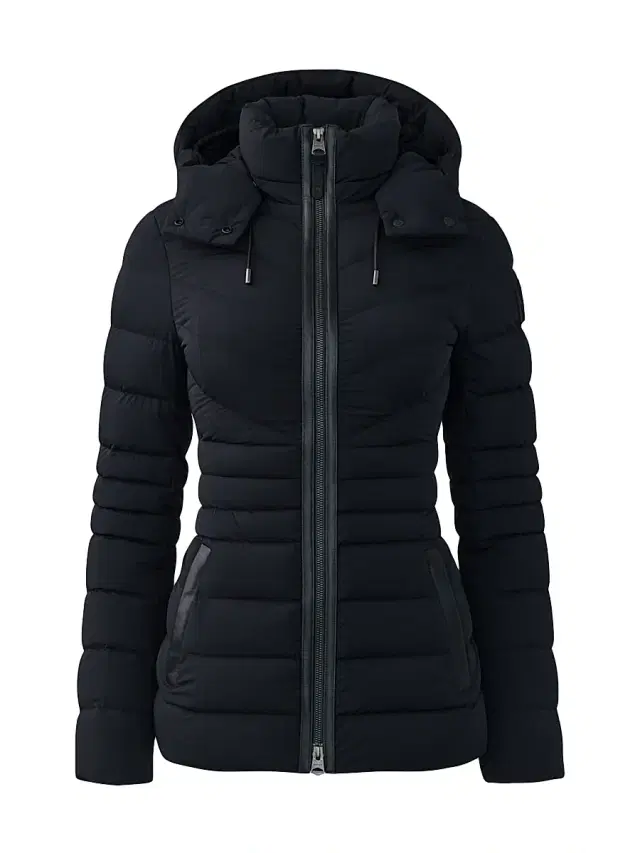 Women's Patsy Hooded Stretch Down Jacket - Black
