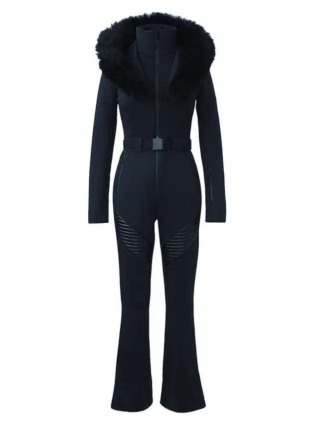 Mackage Women's Elle Belted Shearling-Trimmed Shell Ski Suit - Black