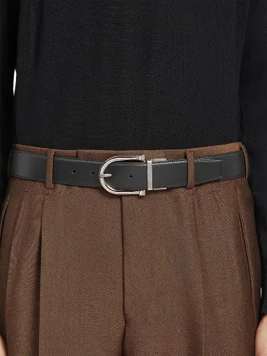 ZEGNA Men's Smooth Leather Reversible Belt - Black Dark Brown | Thumbnail 3 ZEGNA Men's Smooth Leather Reversible Belt - Black Dark Brown | Thumbnail 3