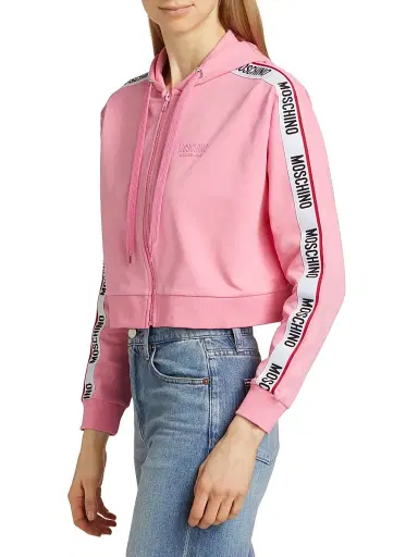 MOSCHINO Women's Mos Under Donna-Velmar Zip-Front Hoodie - Pink - Size Large | Thumbnail 4 MOSCHINO Women's Mos Under Donna-Velmar Zip-Front Hoodie - Pink - Size Large | Thumbnail 4