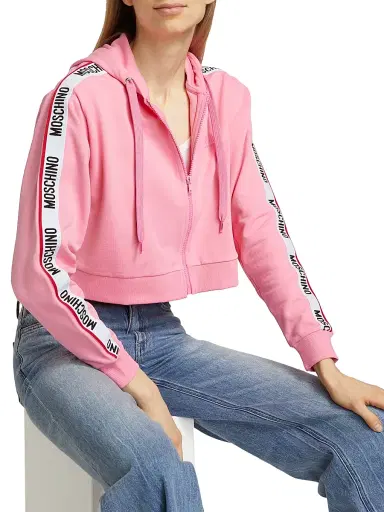 MOSCHINO Women's Mos Under Donna-Velmar Zip-Front Hoodie - Pink - Size Large | Thumbnail 6 MOSCHINO Women's Mos Under Donna-Velmar Zip-Front Hoodie - Pink - Size Large | Thumbnail 6