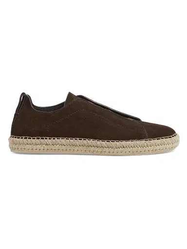 Zegna Men's Suede Triple Stitch Espadrilles - Dark Brown - Size 11 | Thumbnail 1 Zegna Men's Suede Triple Stitch Espadrilles - Dark Brown - Size 11 | Thumbnail 1