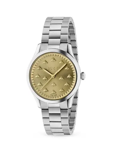 Gucci Women's G Timeless Multibee Golden Stainless Steel Bracelet Watch - Steel | Thumbnail 4