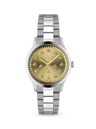 Gucci Women's G Timeless Multibee Golden Stainless Steel Bracelet Watch - Steel | Thumbnail 1