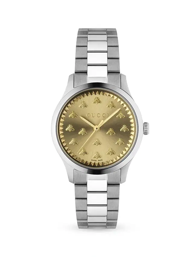 Women's G Timeless Multibee Golden Stainless Steel Bracelet Watch - Steel