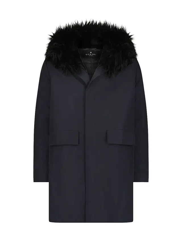 Gorski Men's Parka With Shearling Lamb Hood Trim - Navy