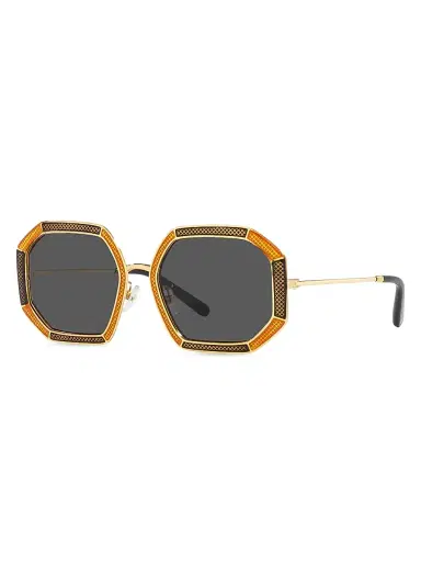 Tory Burch Women's 52MM Geometric Sunglasses - Shiny Gold | Thumbnail 2 Tory Burch Women's 52MM Geometric Sunglasses - Shiny Gold | Thumbnail 2