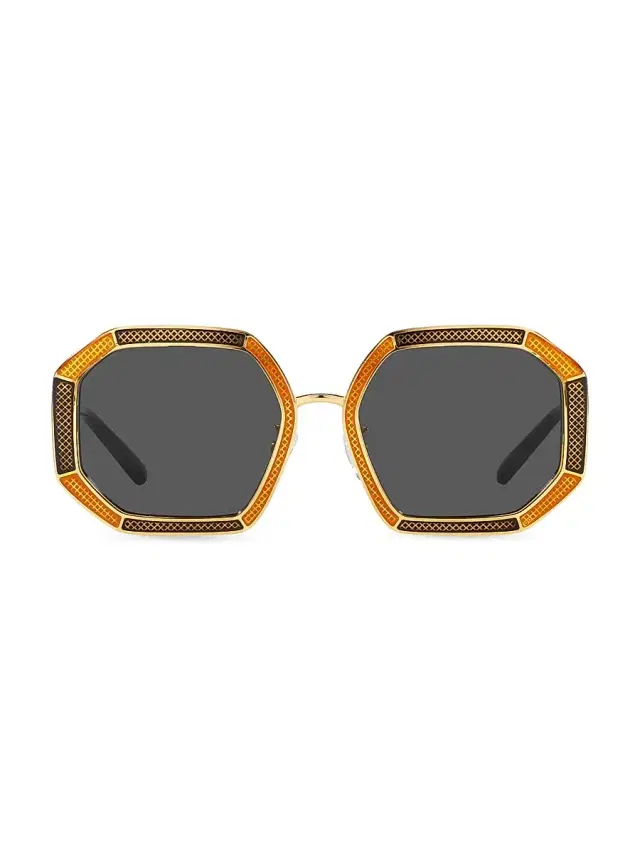 Women's 52MM Geometric Sunglasses - Shiny Gold