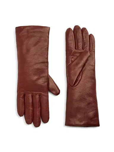 Saks Fifth Avenue Women's COLLECTION Cashmere-Lined Leather Gloves - Burgandy - Size 5.5 | Thumbnail 1