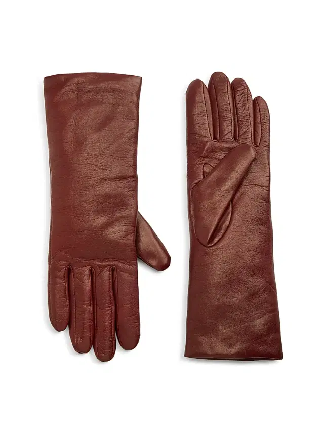 Saks Fifth Avenue Women's COLLECTION Cashmere-Lined Leather Gloves - Burgandy