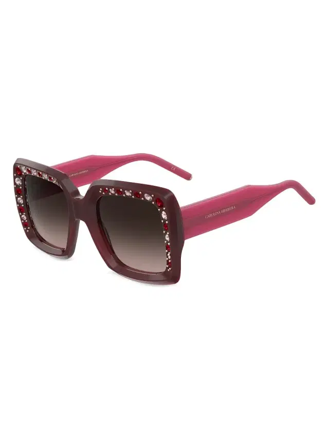 Women's 53MM Oversized Square Sunglasses - Burgundy Brown Gradient