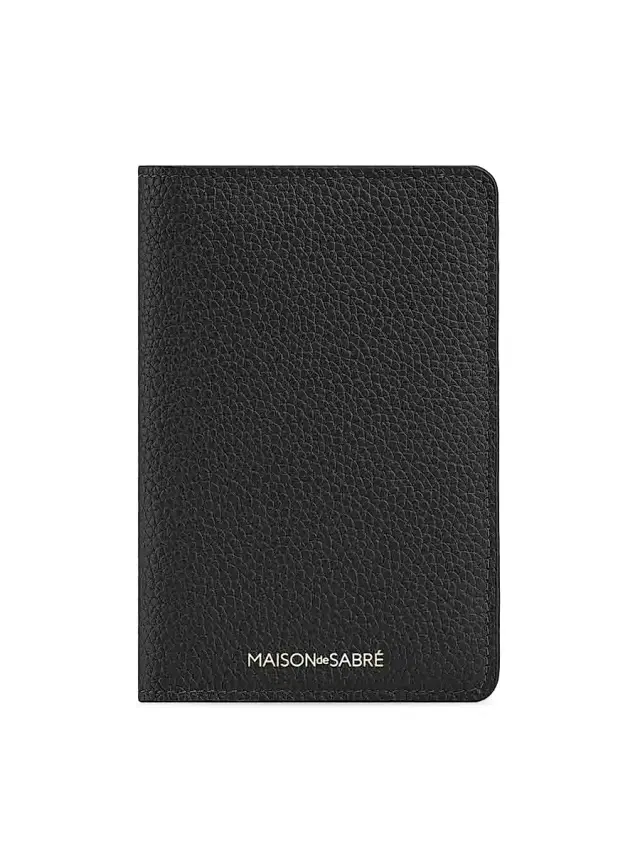 Men's Leather Passport Holder - Black Caviar