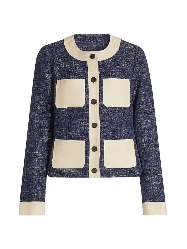 If Only Studio Women's Slub Boulcé Patch Jacket - Navy
