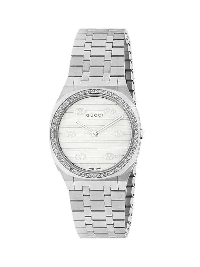 Women's Logo-Embossed Stainless Steel & Diamond Bracelet Watch - Steel