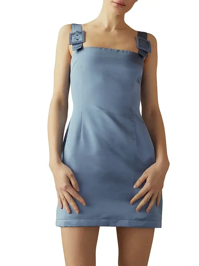 Cynthia Rowley Women's Satin Crystal-Buckle Straps Minidress - Gray