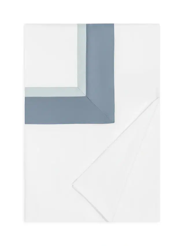 Home Treasures Borders Sateen Duvet Cover - White Blue King