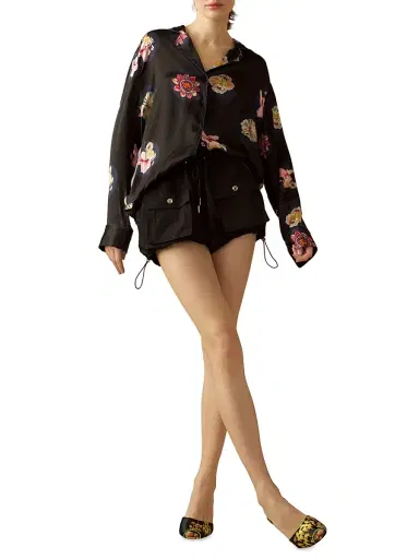 CYNTHIA ROWLEY Women's Drawstring Shell Cargo Bloomers - Black - Size Medium | Thumbnail 2 CYNTHIA ROWLEY Women's Drawstring Shell Cargo Bloomers - Black - Size Medium | Thumbnail 2