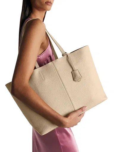 MAISON de SABRÉ Women's Leather Zipped Soft Tote Bag - Saharan | Thumbnail 2