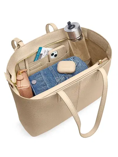 MAISON de SABRÉ Women's Leather Zipped Soft Tote Bag - Saharan | Thumbnail 6