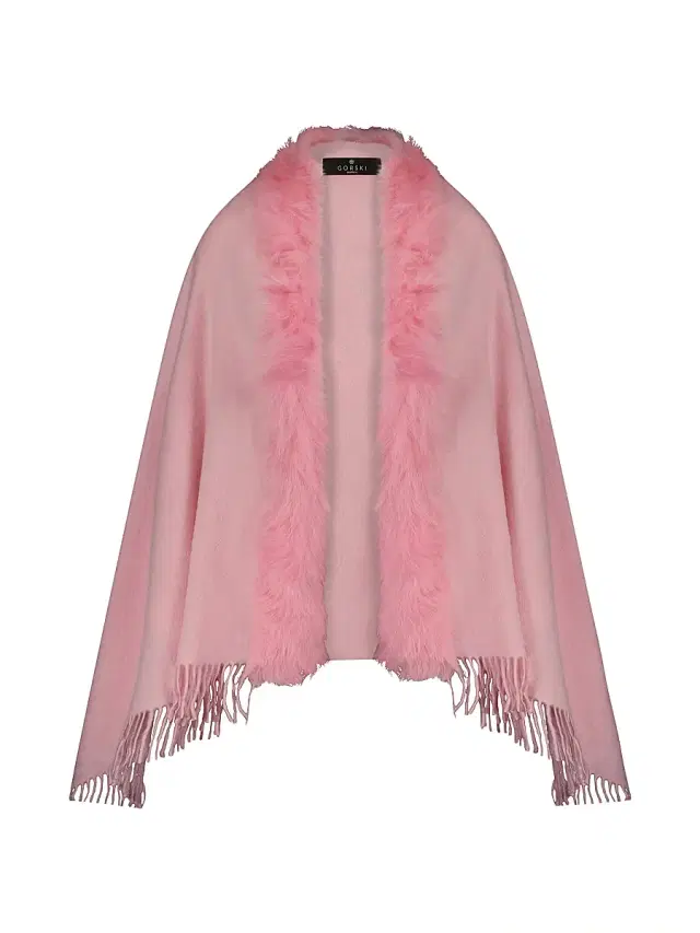 Gorski Women's Cashmere Stole with Toscana Lamb Trim - Light Pink