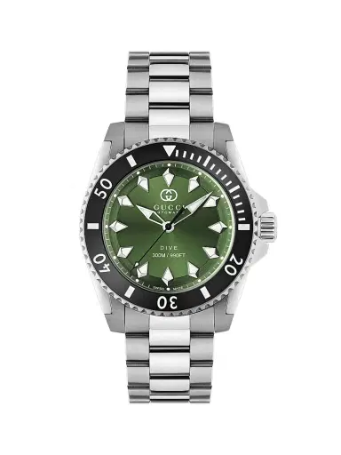 Gucci Men's Dive Stainless Steel Bracelet Watch/40MM - Green Steel Black | Thumbnail 1