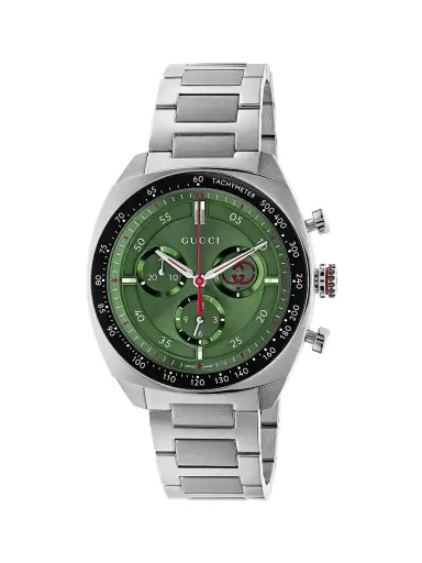 Gucci Men's Interlocking G Stainless Steel Chronograph Watch/41MM - Green Steel Black | Thumbnail 1