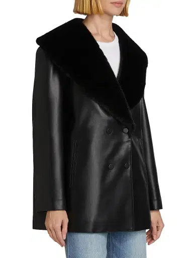 Mercer Collective Women's Faux Fur Faux Leather Jacket - Black | Thumbnail 4
