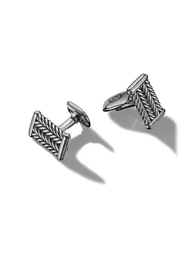 David Yurman Men's Chevron Cufflinks in Sterling Silver, 22.8mm - Silver | Thumbnail 3 David Yurman Men's Chevron Cufflinks in Sterling Silver, 22.8mm - Silver | Thumbnail 3