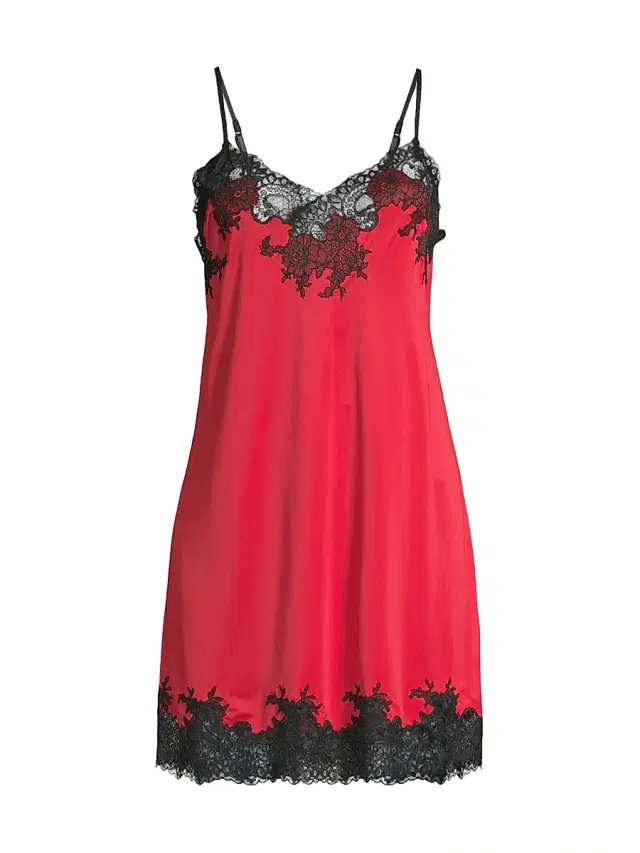 Natori Women's Enchant Satin & Lace Slip - Brocade Red