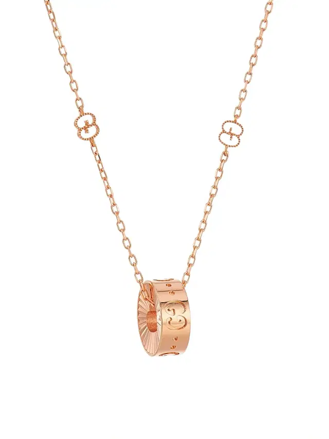 Women's Icon 18K Pink Gold GG Pendant Necklace - Pink Gold