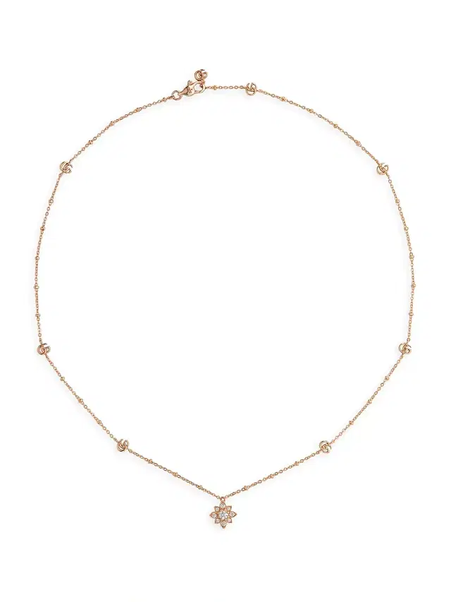Women's  Flora 18K Rose Gold & Diamond Pendant Necklace - Rose Gold