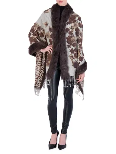 Gorski Women's Double Face Cashmere Stole - Brown Print | Thumbnail 2