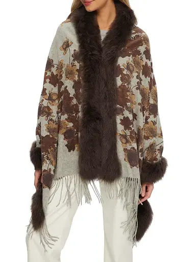 Gorski Women's Double Face Cashmere Stole - Brown Print | Thumbnail 4