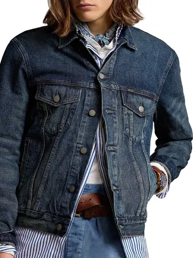 Polo Ralph Lauren Men's Faded Denim Trucker Jacket | Thumbnail 6 Polo Ralph Lauren Men's Faded Denim Trucker Jacket | Thumbnail 6
