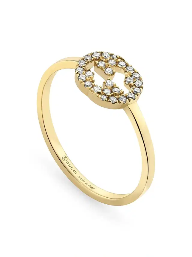 Women's Interlocking G 18K Yellow Gold & 0.12 TCW Diamond Ring - Yellow Gold