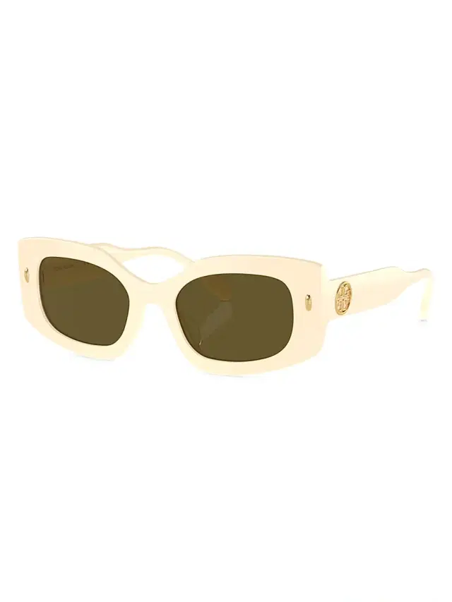 Women's 50MM Rectangular Sunglasses - Cream Olive Green Women's 50MM Rectangular Sunglasses - Cream Olive Green