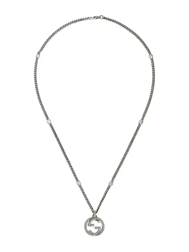Sterling Silver Interlocking G Necklace - Silver