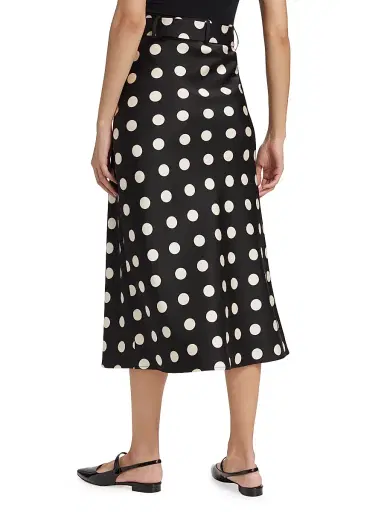 If Only Studio Women's Polka Dot Belted Midi-Skirt - Black | Thumbnail 5