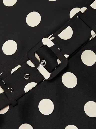 If Only Studio Women's Polka Dot Belted Midi-Skirt - Black | Thumbnail 7