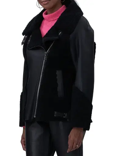 Gorski Women's Shearling Lamb Zip Moto Jacket - Black - Size XS | Thumbnail 4 Gorski Women's Shearling Lamb Zip Moto Jacket - Black - Size XS | Thumbnail 4