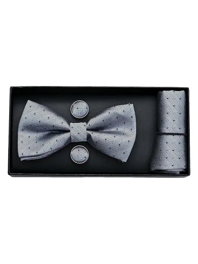 Moustache Textured Bow Tie Set