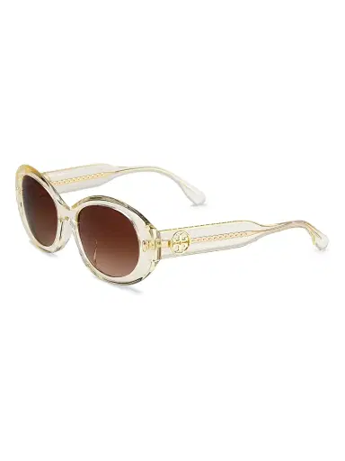 Tory Burch Women's 53MM Oval Sunglasses - Brown Gradient Transparent | Thumbnail 1 Tory Burch Women's 53MM Oval Sunglasses - Brown Gradient Transparent | Thumbnail 1