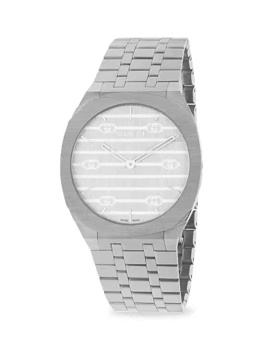Gucci Men's 25H Stainless Steel Bracelet Watch, 34MM - Silver | Thumbnail 1 Gucci Men's 25H Stainless Steel Bracelet Watch, 34MM - Silver | Thumbnail 1
